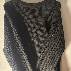 Time and Tru Black Waffle Knit Crewneck Sweater
